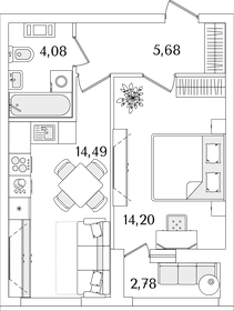 41,4 м², 1-комнатная квартира 10 018 231 ₽ - изображение 22