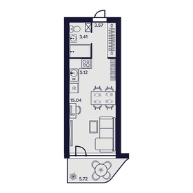 Квартира 32,9 м², 1-комнатные - изображение 1