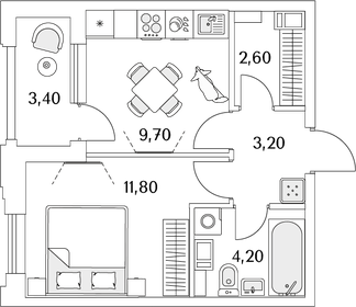 33,3 м², 1-комнатная квартира 8 300 000 ₽ - изображение 89