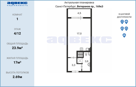 23 м², квартира-студия 4 050 000 ₽ - изображение 47