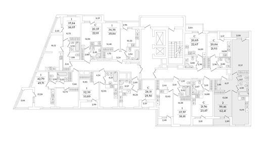 61,6 м², 2-комнатная квартира 14 670 000 ₽ - изображение 130