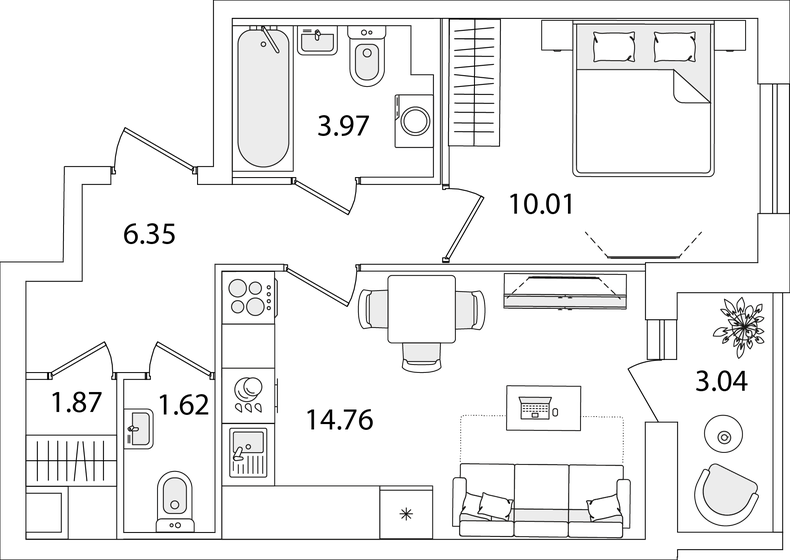 40,1 м², 1-комнатная квартира 8 782 859 ₽ - изображение 1