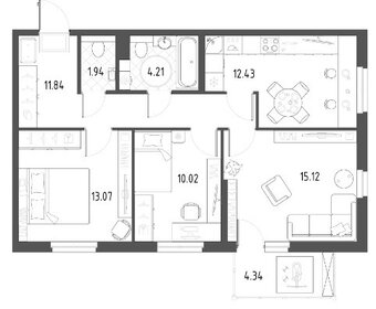 Квартира 69,9 м², 3-комнатная - изображение 1