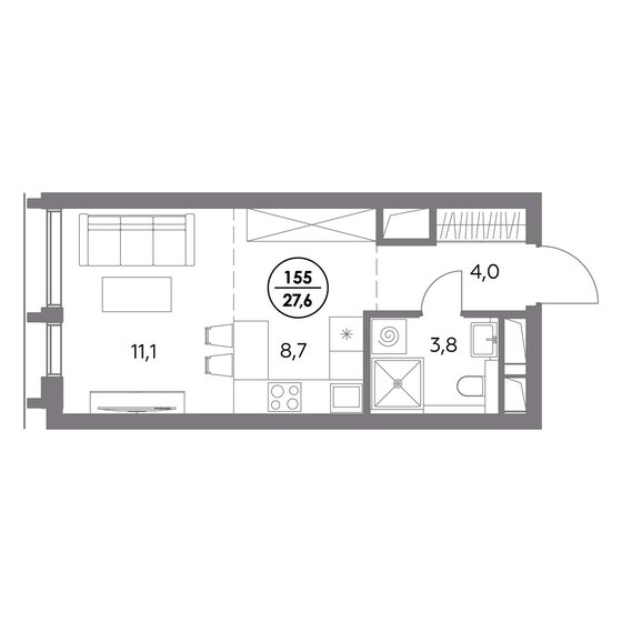 27,6 м², квартира-студия 14 959 200 ₽ - изображение 13