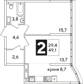 49,1 м², 2-комнатная квартира 8 513 940 ₽ - изображение 43