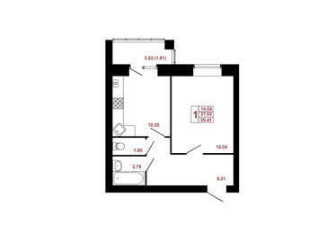 38,8 м², 1-комнатная квартира 3 156 900 ₽ - изображение 25