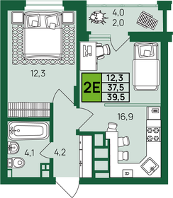 39,5 м², 1-комнатная квартира 4 614 830 ₽ - изображение 36