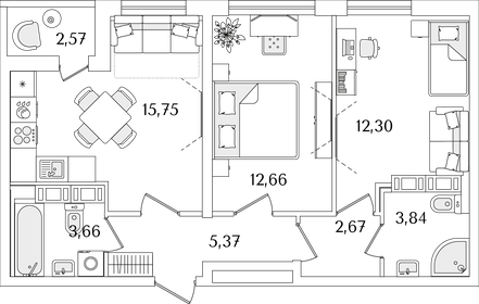 62,3 м², 2-комнатная квартира 8 350 000 ₽ - изображение 63