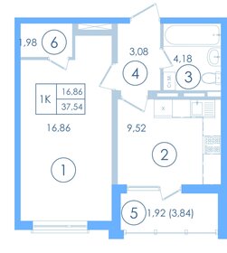 37,6 м², квартира-студия 7 490 000 ₽ - изображение 2