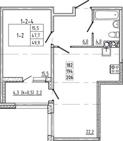 Квартира 49,9 м², 1-комнатная - изображение 1