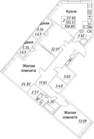 Квартира 108,9 м², 2-комнатная - изображение 1