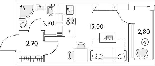 23,9 м², квартира-студия 4 300 000 ₽ - изображение 70