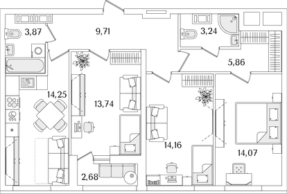 87,8 м², 3-комнатная квартира 17 500 000 ₽ - изображение 100