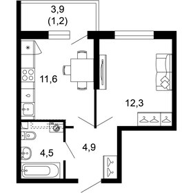 Квартира 34,5 м², 1-комнатная - изображение 1