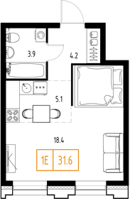 36,8 м², 1-комнатная квартира 13 300 000 ₽ - изображение 66