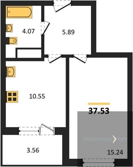 37,5 м², 1-комнатная квартира 5 565 699 ₽ - изображение 1