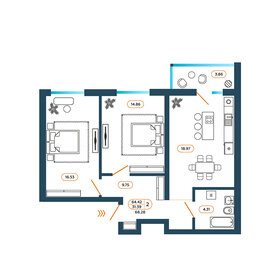 82 м², 2-комнатная квартира 5 890 000 ₽ - изображение 59