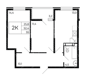 55 м², 2-комнатная квартира 6 061 000 ₽ - изображение 27