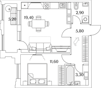 Квартира 45,6 м², 1-комнатная - изображение 1