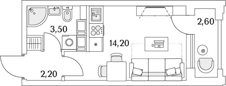 22,1 м², квартира-студия 4 790 000 ₽ - изображение 128