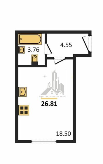 27 м², квартира-студия 5 150 000 ₽ - изображение 1