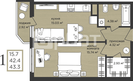 40 м², 1-комнатная квартира 6 100 000 ₽ - изображение 18