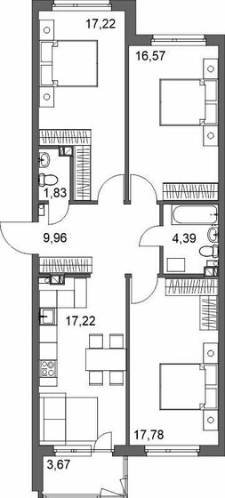 88,2 м², 3-комнатная квартира 10 007 295 ₽ - изображение 1