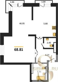 Квартира 68,8 м², 1-комнатная - изображение 1