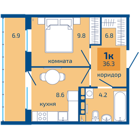 36,3 м², 1-комнатная квартира 4 020 000 ₽ - изображение 4