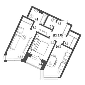 Квартира 72,9 м², 2-комнатная - изображение 2