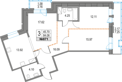 85,2 м², 3-комнатная квартира 18 974 246 ₽ - изображение 61
