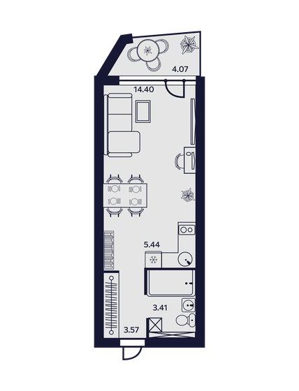 30,9 м², 1-комнатные апартаменты 9 452 340 ₽ - изображение 1