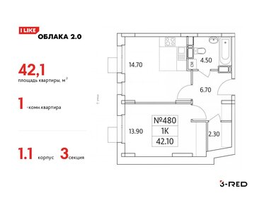 42 м², 1-комнатная квартира 8 700 000 ₽ - изображение 64