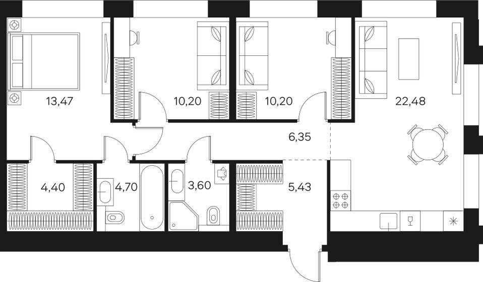 80,8 м², 4-комнатная квартира 38 030 516 ₽ - изображение 1