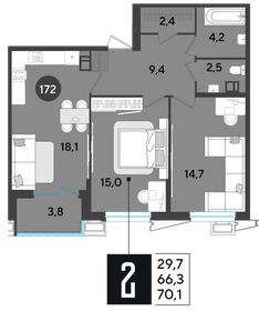 72,8 м², 2-комнатная квартира 11 500 000 ₽ - изображение 88