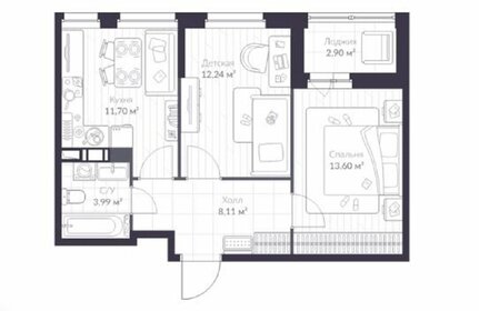 Квартира 51,5 м², 2-комнатная - изображение 1