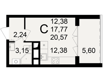 20 м², квартира-студия 2 300 000 ₽ - изображение 25