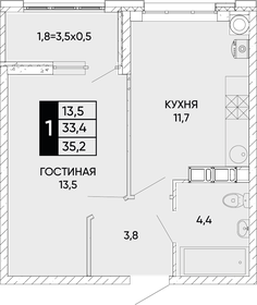 39,1 м², 1-комнатная квартира 4 500 000 ₽ - изображение 128