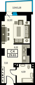 29,2 м², квартира-студия 4 673 600 ₽ - изображение 22