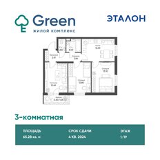 Квартира 65,3 м², 3-комнатная - изображение 2