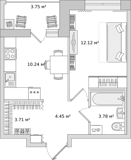 38,1 м², 1-комнатная квартира 8 241 775 ₽ - изображение 11