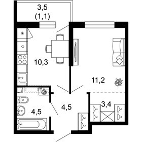 34,5 м², 1-комнатная квартира 16 939 500 ₽ - изображение 31
