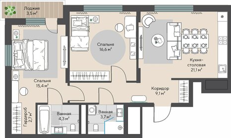 75 м², 2-комнатная квартира 9 400 000 ₽ - изображение 80