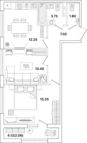 45,5 м², 2-комнатная квартира 8 000 000 ₽ - изображение 63