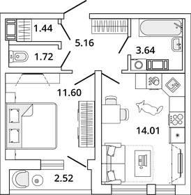 31,6 м², 1-комнатная квартира 5 390 000 ₽ - изображение 78