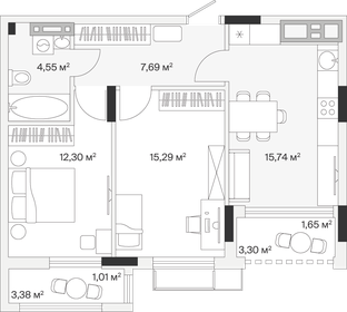 Квартира 58,2 м², 2-комнатная - изображение 1