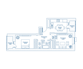 61 м², 2-комнатная квартира 6 705 600 ₽ - изображение 21