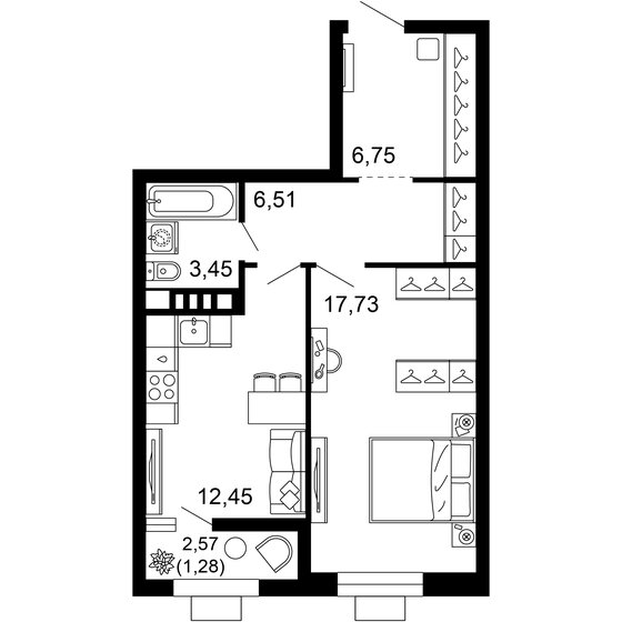 48,2 м², 1-комнатная квартира 9 214 921 ₽ - изображение 1