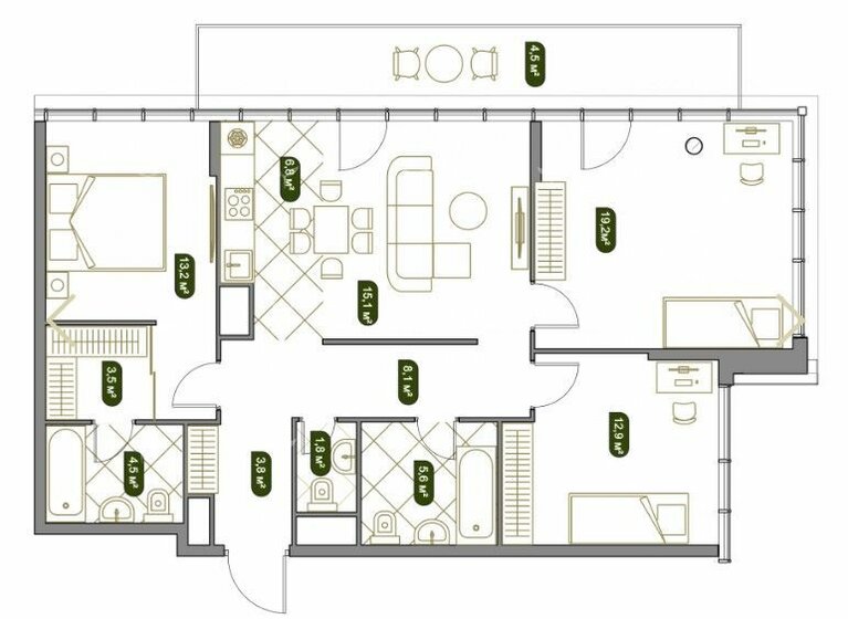 100 м², 4-комнатная квартира 69 000 000 ₽ - изображение 30