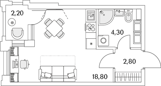 25,8 м², квартира-студия 6 187 912 ₽ - изображение 75